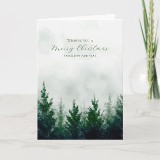 Christmas Watercolor Forest Trees Holiday Card