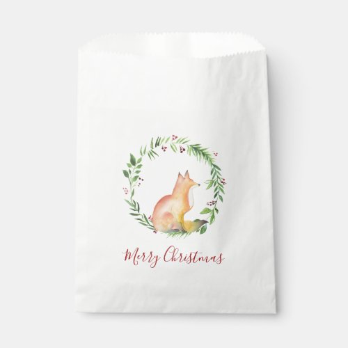 Christmas Watercolor Fox Candy Favor Bag