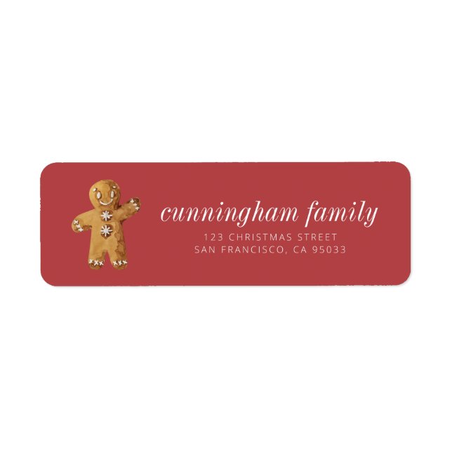 Christmas Watercolor Gingerbread Man Label (Front)