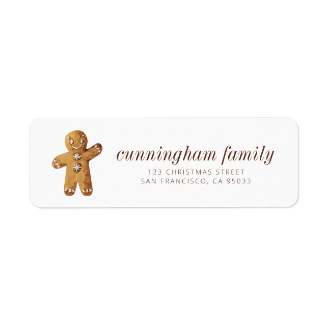 Christmas Watercolor Gingerbread Man Label (Front)