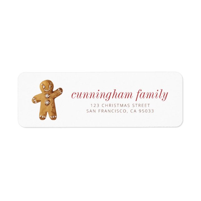 Christmas Watercolor Gingerbread Man Label (Front)