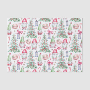 Christmas Watercolor Gnomes, Christmas Trees Tissue Paper