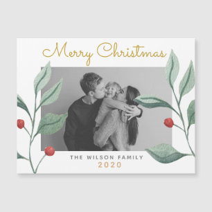 Christmas Watercolor Greenery & Berry Family photo