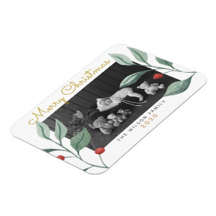 Christmas Watercolor Greenery & Berry Magnet
