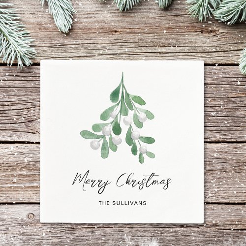 Christmas Watercolor Greenery Napkins