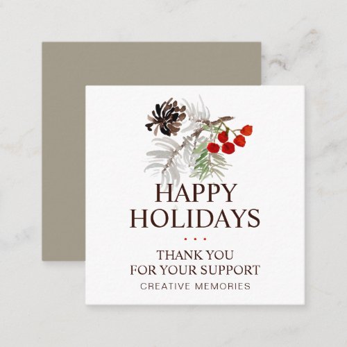 Christmas Watercolor Greenery Thank You Card