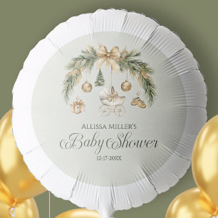 Christmas Watercolor Greenery Winter Baby Shower Balloon