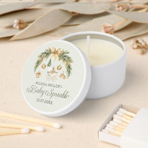 Christmas Watercolor Greenery Winter Baby Sprinkle Mini Candle Favors