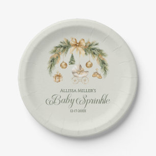 Christmas Watercolor Greenery Winter Baby Sprinkle Paper Plates