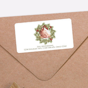 Christmas Watercolor Greenery Wreath Foliage Label