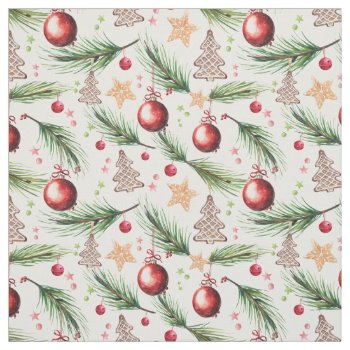 Christmas Watercolor Holidays Decoration Fabric by ChristmaSpirit at Zazzle
