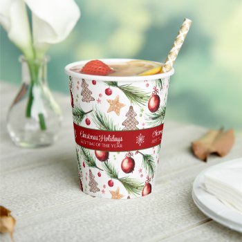 Christmas Watercolor Holidays Decoration Pattern Paper Cups by ChristmaSpirit at Zazzle