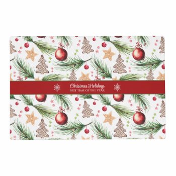 Christmas Watercolor Holidays Decoration Pattern Placemat by ChristmaSpirit at Zazzle
