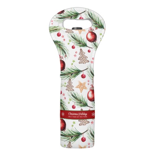 Christmas Watercolor Holidays Decoration Pattern Wine Bag