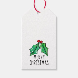 Christmas Watercolor Holly Gift Tags
