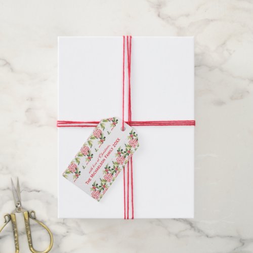 Christmas Watercolor Holly Pattern Gift Tags