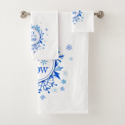 Christmas  Watercolor _ Let It Snow Snowflakes Bath Towel Set
