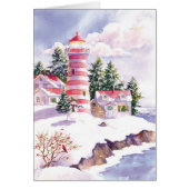 Christmas watercolor lighthouse customizable card (Front)
