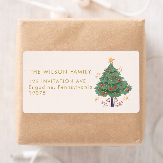 Christmas Watercolor Merry Christmas Adress Label (Creator Uploaded)