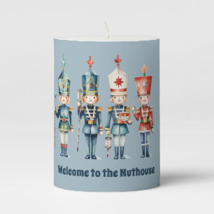 Christmas watercolor nutcracker add message pillar candle