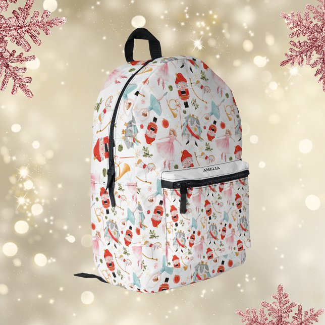 Christmas Watercolor Nutcracker Custom Name Printed Backpack (Creator Uploaded)