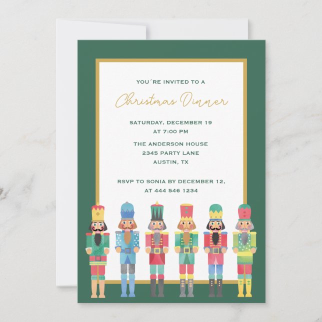CHRISTMAS WATERCOLOR NUTCRACKER INVITATION (Front)