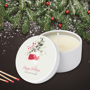 Christmas Watercolor Ornament Personalized Name Mini Candle Favors