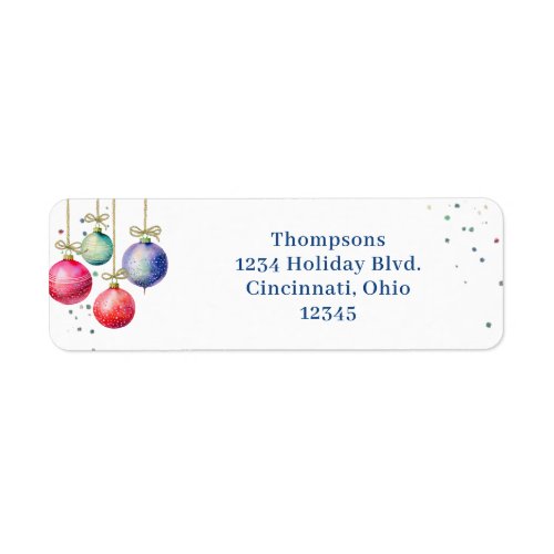 Christmas Watercolor Ornaments Return Address Label