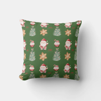 Christmas Watercolor Pattern Throw Pillow