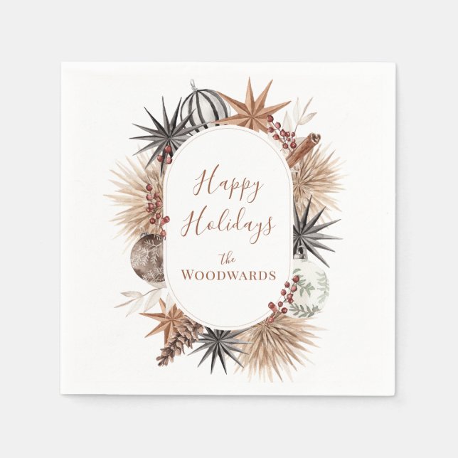 Christmas Watercolor Personalized Holiday Party  Napkins (Front)