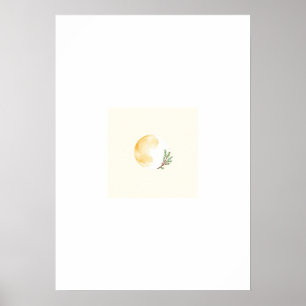 Christmas Watercolor Poster - Gold & Cream