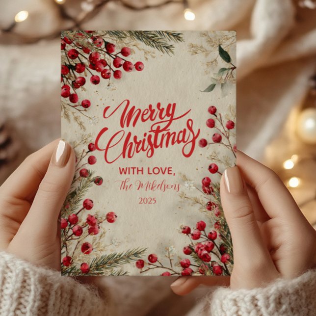 Christmas Watercolor Red and White Holiday Card (Creator Uploaded)