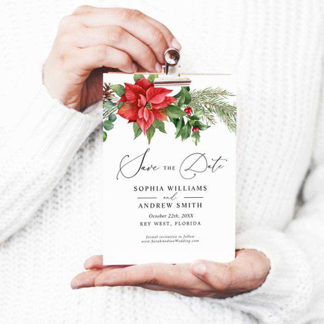 Christmas Watercolor Red Berries Save the Date Invitation (Creator Uploaded)