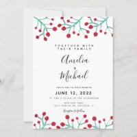 Christmas Wedding Invitation Watercolor Greenery