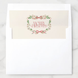 Christmas Watercolor Red Bows Traditional Vintage Envelope Liner