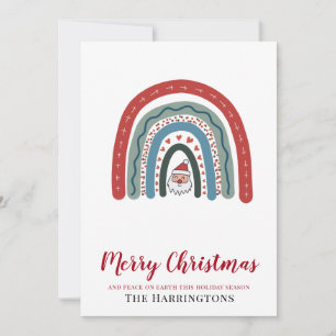 Christmas Watercolor Santa Rainbow Flat Card