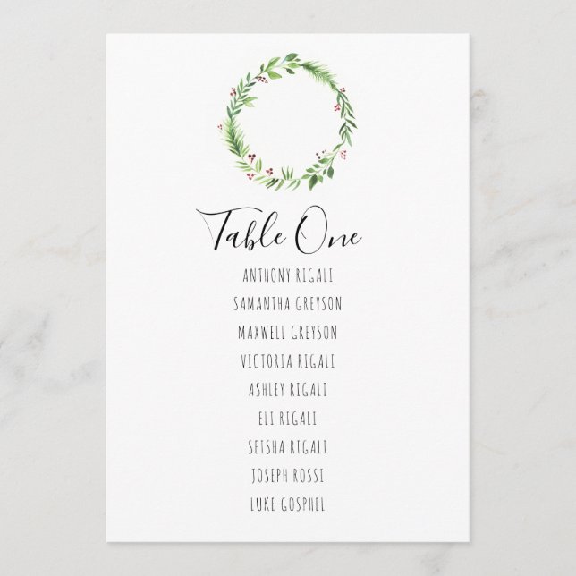 Christmas Watercolor Seating Chart Table Plan Invitation (Front)