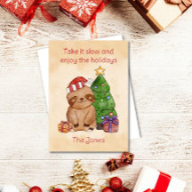 Christmas Watercolor Sloth Greeting