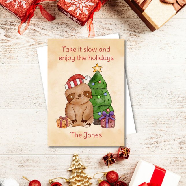 Christmas Watercolor Sloth Greeting Card (Creator Uploaded)