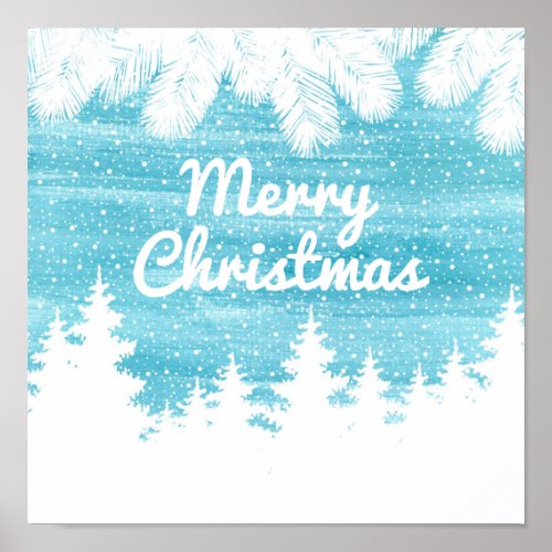 Christmas  Watercolor _ Snow Pine Trees Poster