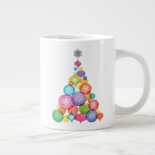 Christmas | Watercolor - Snowflake Ornament Tree Large Coffee Mug (Right)