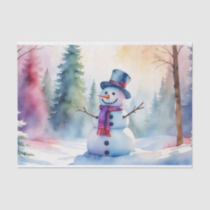 Christmas Watercolor Snowman and Winter Forest Tissue Paper