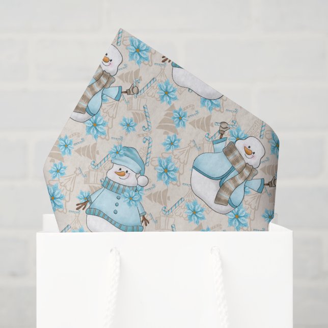 Christmas watercolor snowman Holiday party tissue Tissue Paper (Gift Bag)