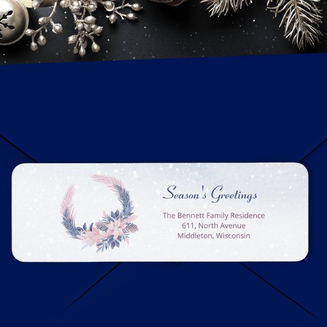 Christmas Watercolor Winter Foliage Custom Holiday Label (Creator Uploaded)