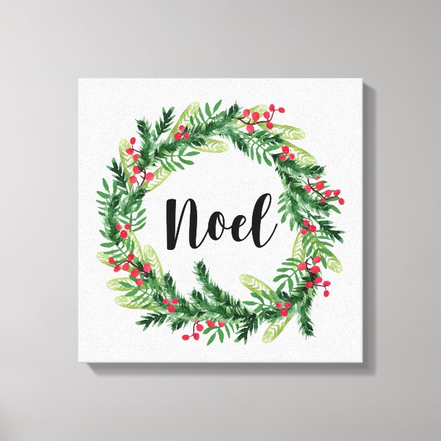 Christmas watercolor wreath canvas print (Front)