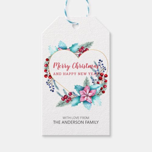 Christmas Watercolor Wreath  Gift Tags