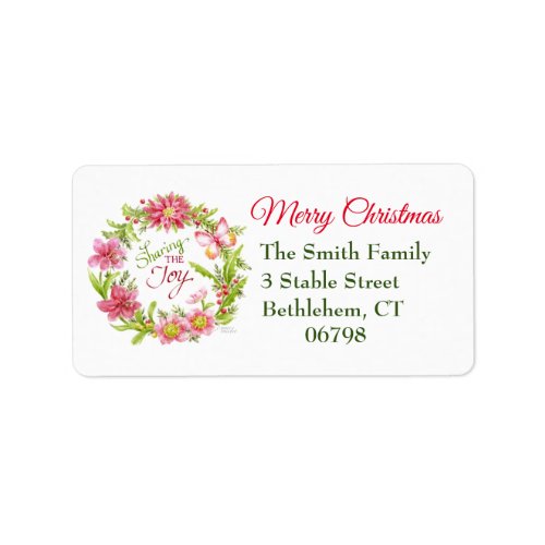 Christmas Watercolor Wreath Return Address labels