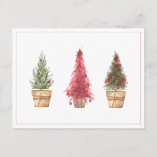 Christmas Watercolor Xmas Trees Postcard