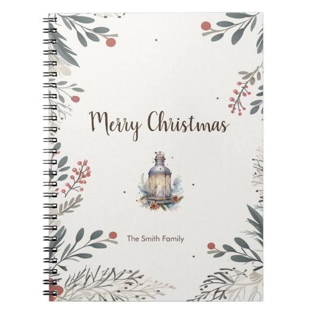 Christmas Watercolour Greetings  Notebook (Front)