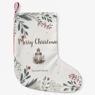 Christmas Watercolour Greetings Small Christmas Stocking